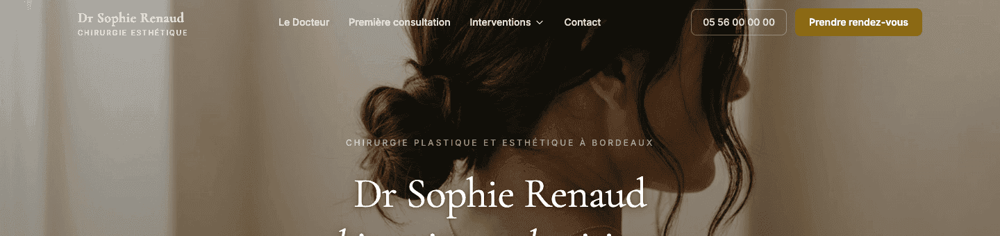 Exemple de site pour chirurgien plasticien : design sur mesure, conforme au Code de déontologie
